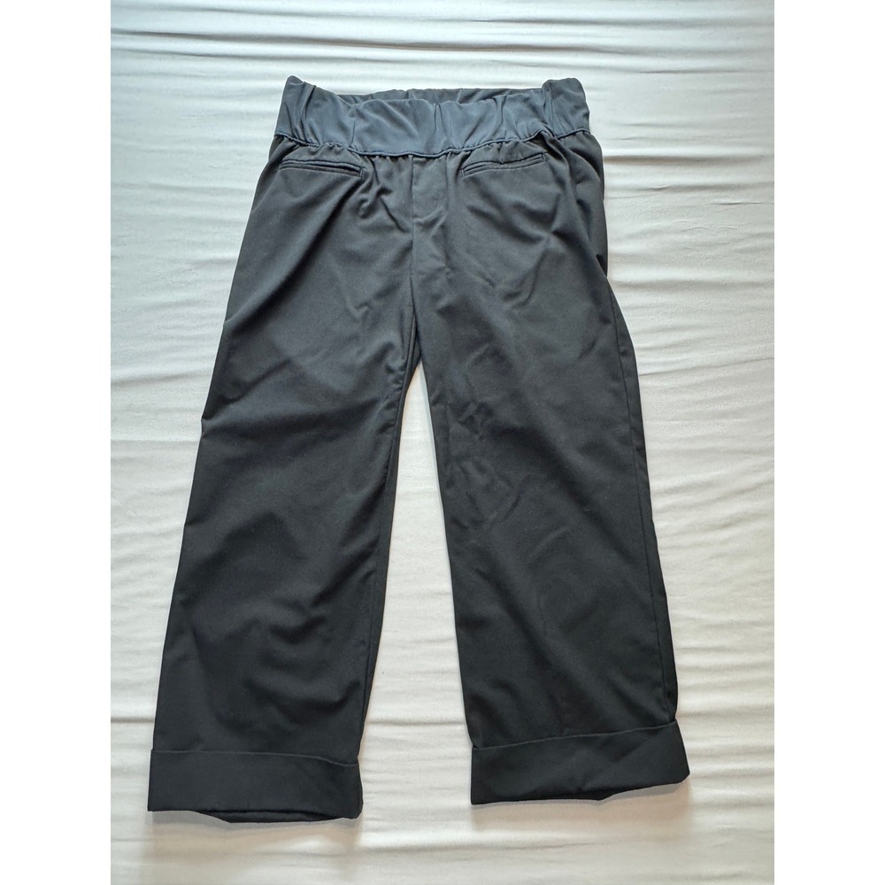 Gap Maternity Black Wide Leg Under Belly Cuffed Trousers Size 6